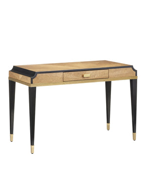 Currey and Company - 3000-0272 - Writing Desk - Kallista - Taupe/Caviar Black/Polished Brass/Black