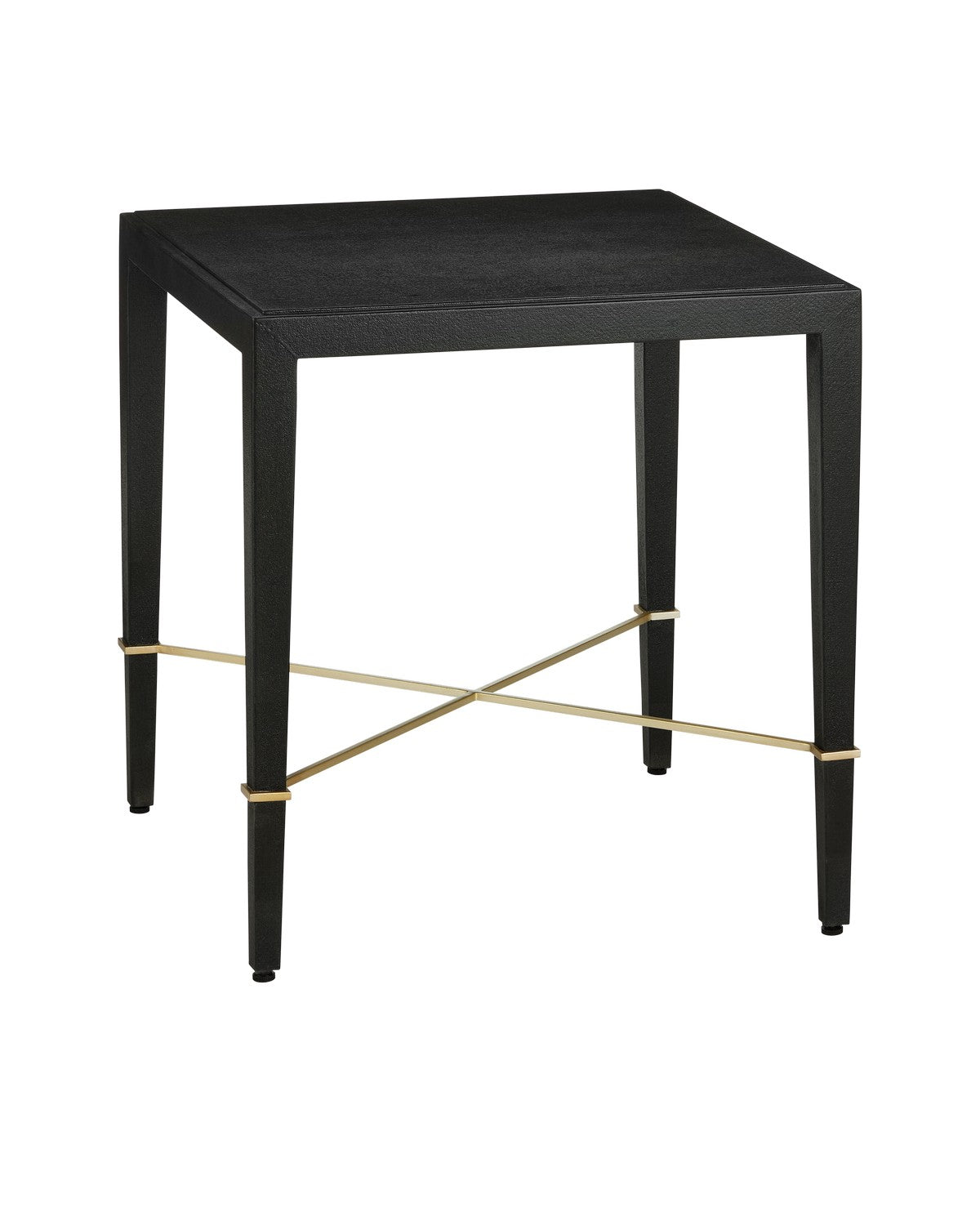 Currey and Company - 3000-0296 - End Table - Black Lacquered Linen/Champagne