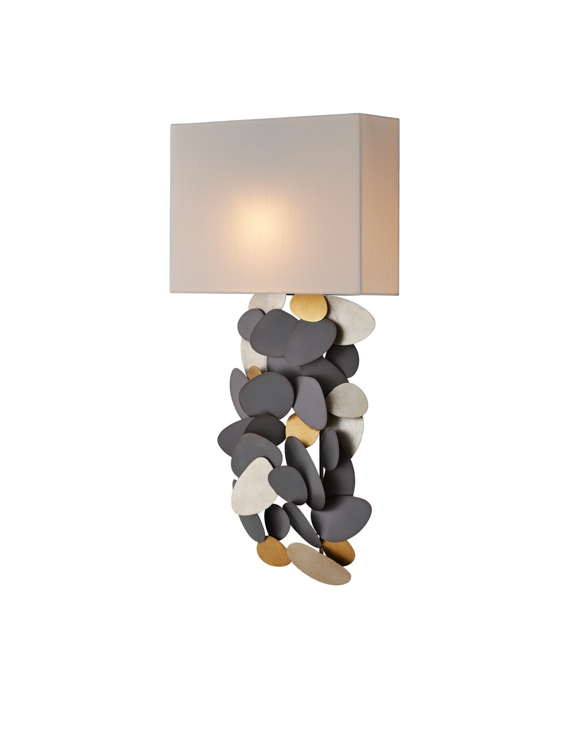 Currey and Company - 5900-0055 - One Light Wall Sconce - Hiroshi Gray/Contemporary Gold Leaf/Contemporary Silver Leaf