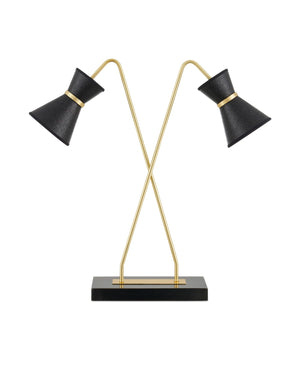 Currey and Company - 6000-0898 - Two Light Desk Lamp - Avignon - Polished Brass/Oil Rubbed Bronze/Black