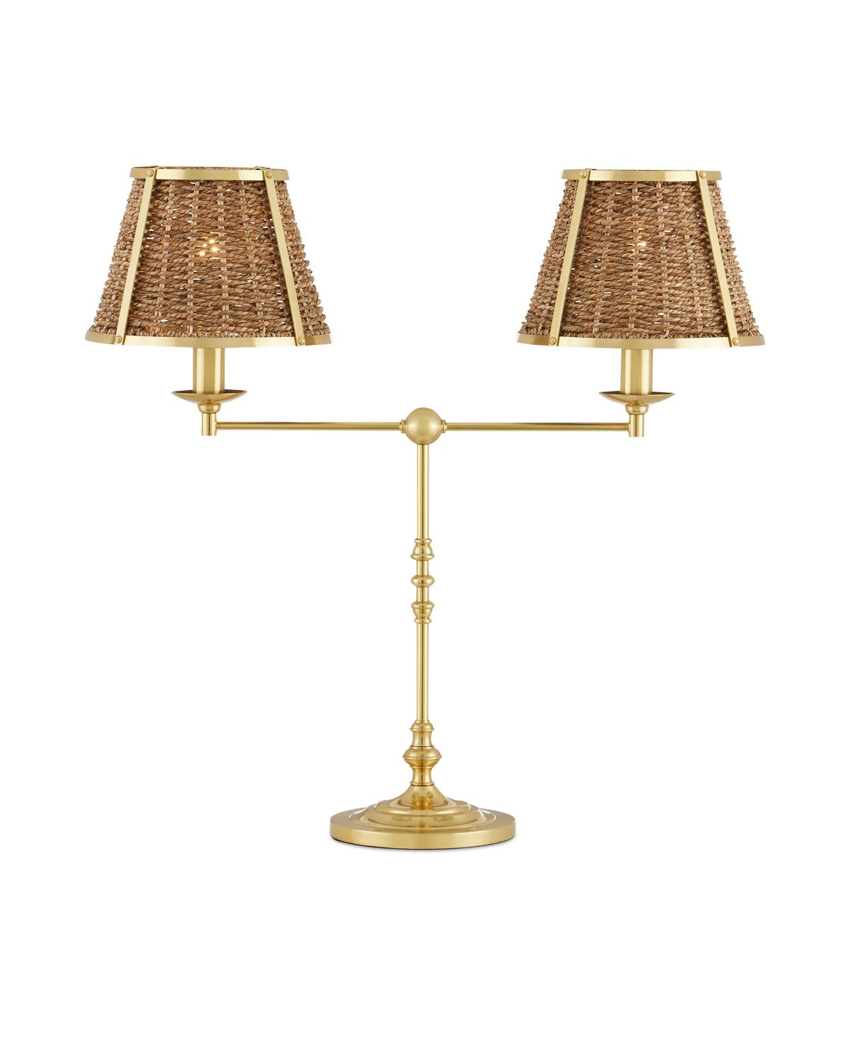 Currey and Company - 6000-0899 - Two Light Desk Lamp - Deauville - Polished Brass/Natural