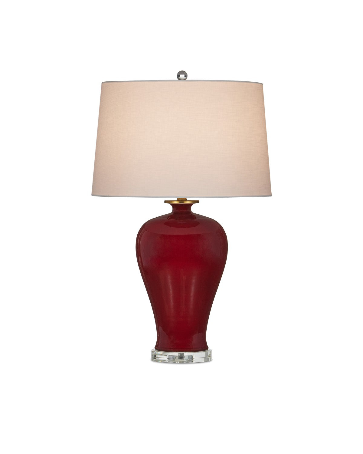 Currey and Company - 6000-0932 - One Light Table Lamp - Imperial Red/Clear/Natural Brass