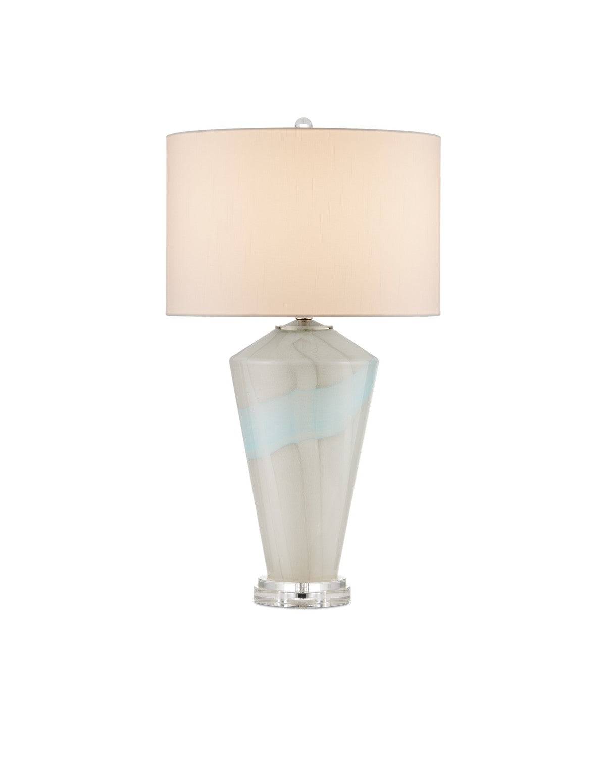 Currey and Company - 6000-0934 - One Light Table Lamp - Pale Gray/Light Blue/Clear/Polished Nickel