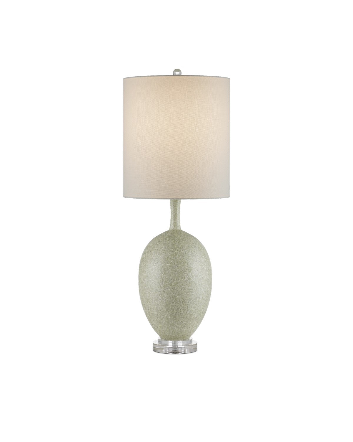 Currey and Company - 6000-0936 - One Light Table Lamp - Green/Off-White/Clear/Satin Nickel