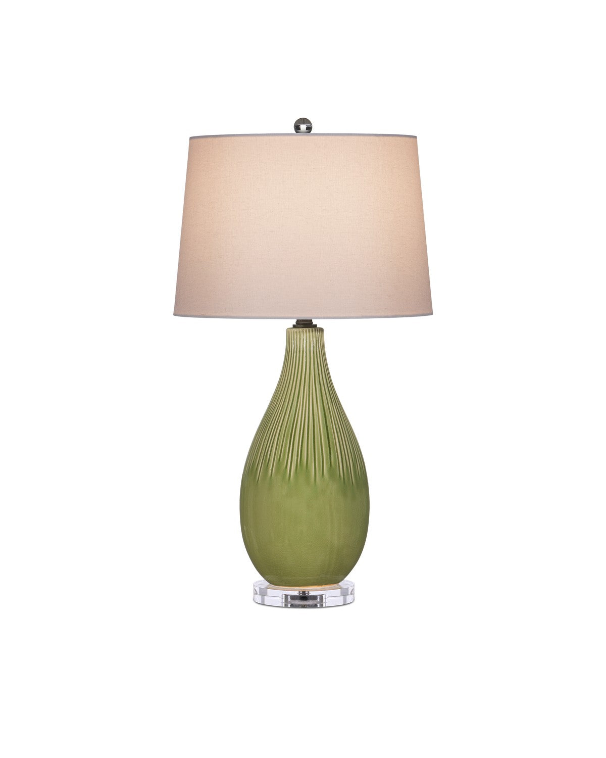 Currey and Company - 6000-0943 - One Light Table Lamp - Pale Green/Off-White/Clear/Satin Nickel