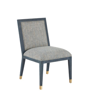 Currey and Company - 7000-0872 - Side Chair - Vintage Navy/Performance Barrett Dusk/Satin Brass