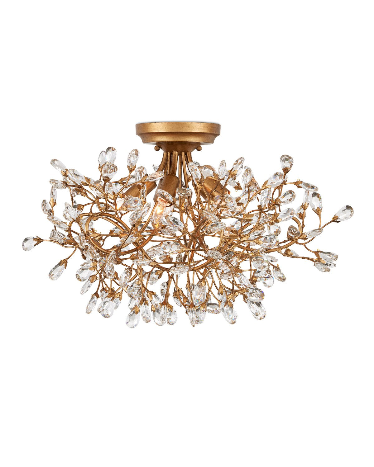 Currey and Company - 9000-1123 - Five Light Semi-Flush Mount - Crystal Bud - Clear/Brass