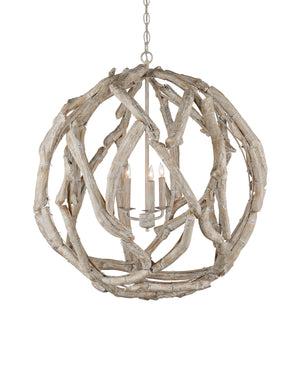 Currey and Company - 9000-1133 - Three Light Chandelier - Driftwood - Whitewashed Driftwood