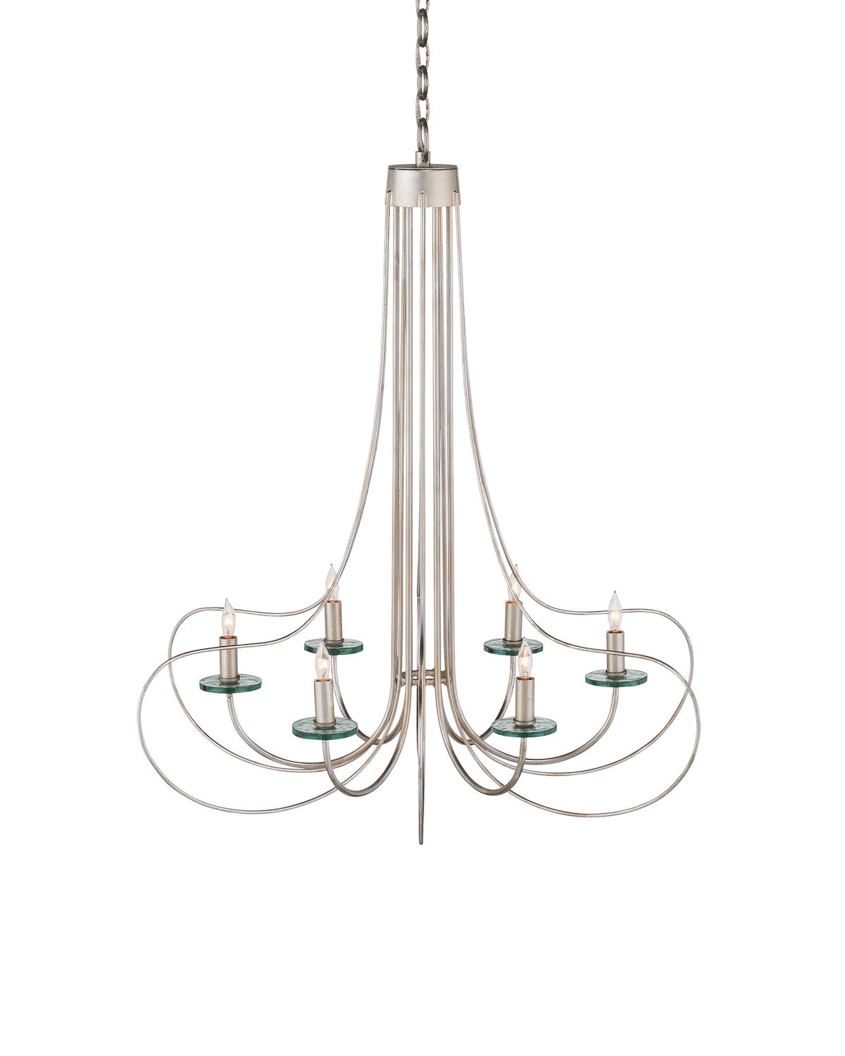 Currey and Company - 9000-1137 - Six Light Chandelier - Harrow - Contemporary Silver Leaf/Contemporary Silver/Clear