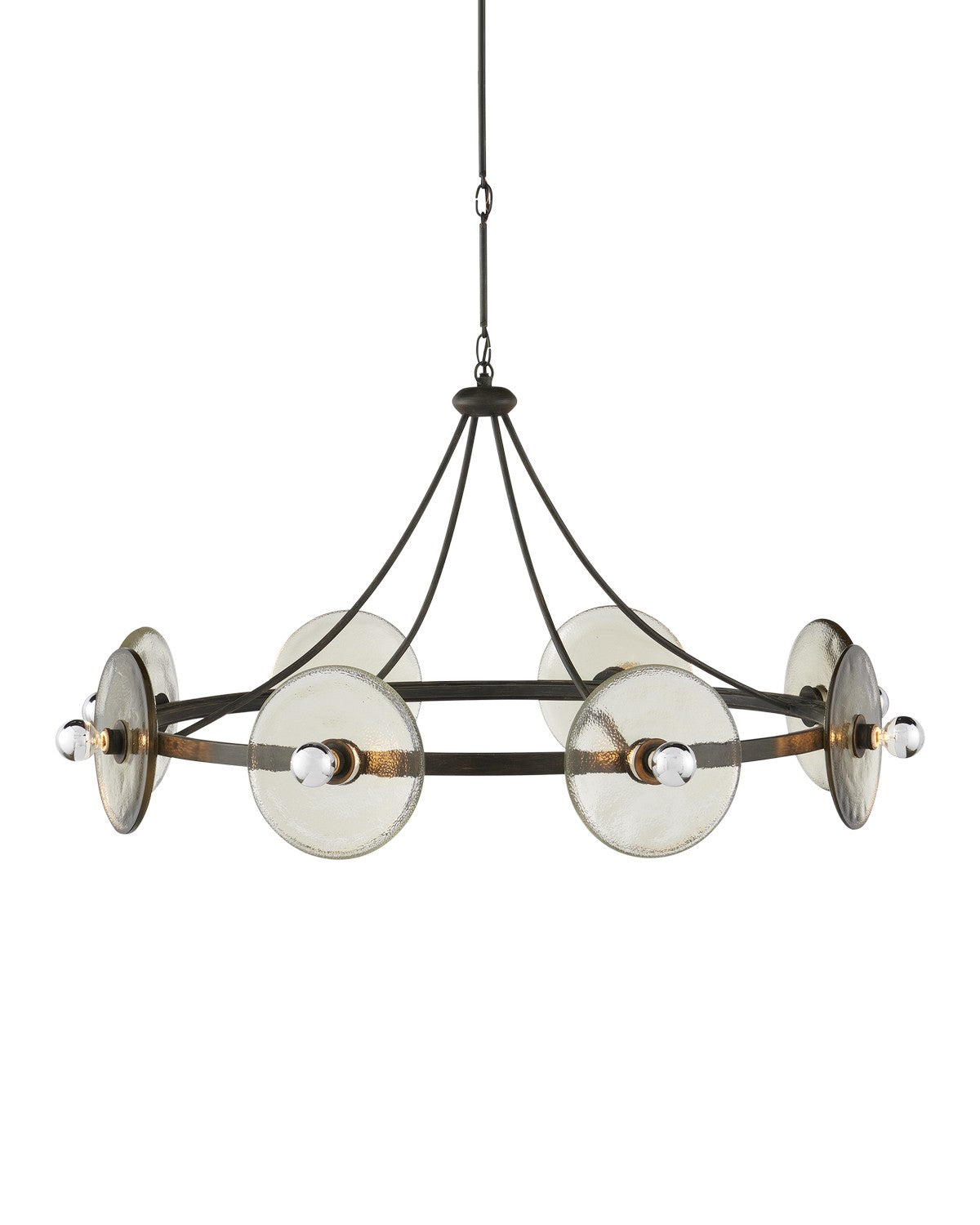 Currey and Company - 9000-1150 - Eight Light Chandelier - Circumstellar Disc - Black Iron/Clear