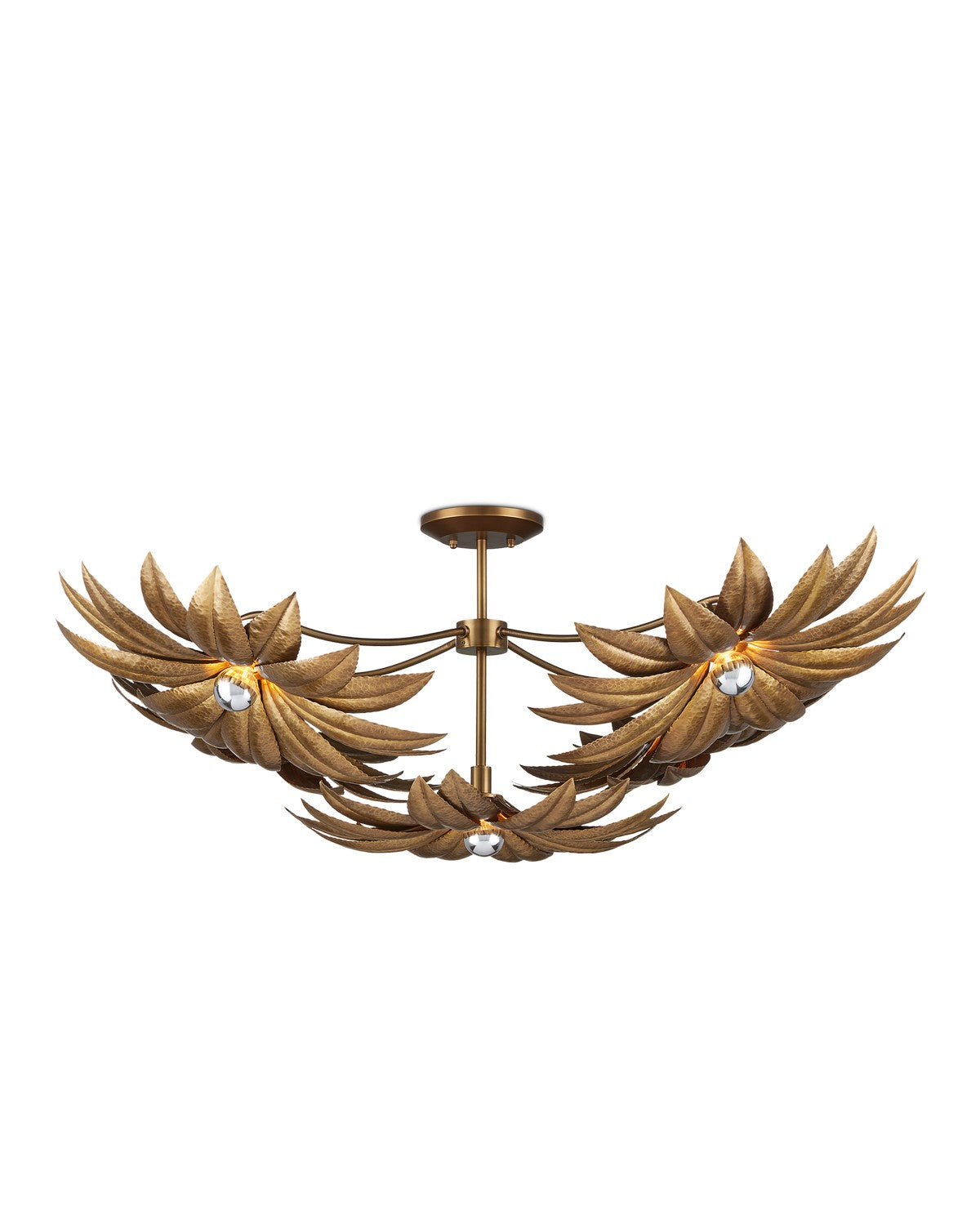 Currey and Company - 9000-1158 - Five Light Semi-Flush Mount - Alithea - Antique Brass