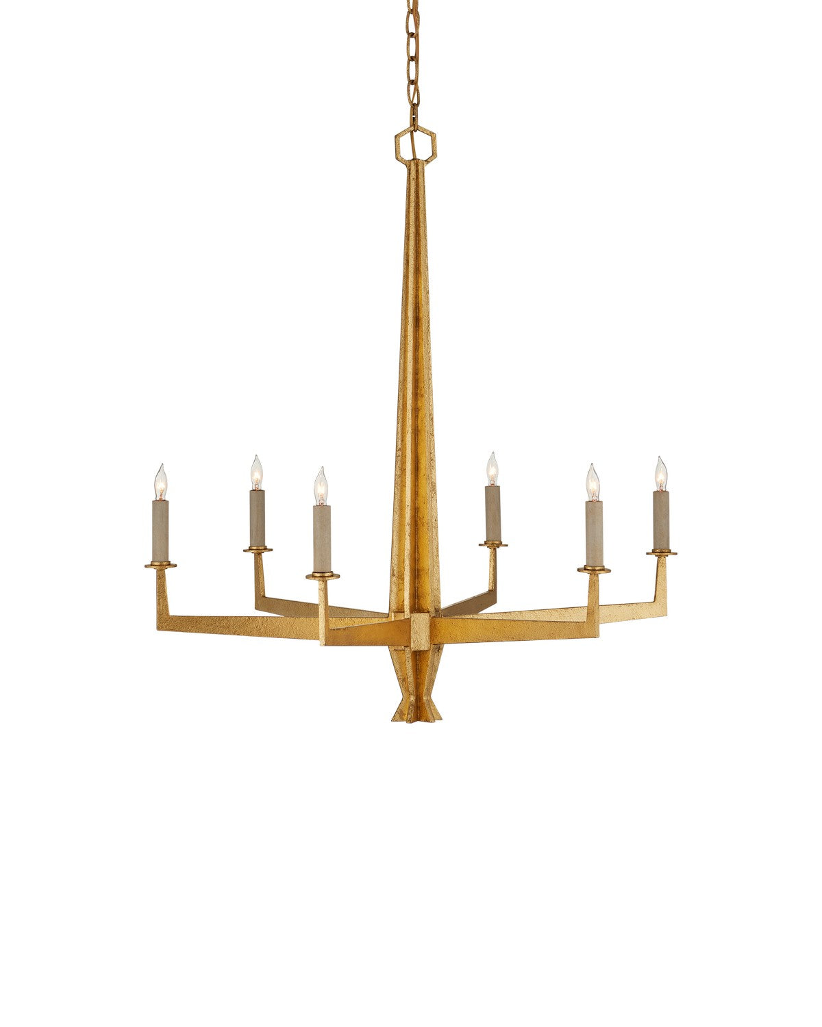 Currey and Company - 9000-1213 - Six Light Chandelier - Washed Lucerne Gold