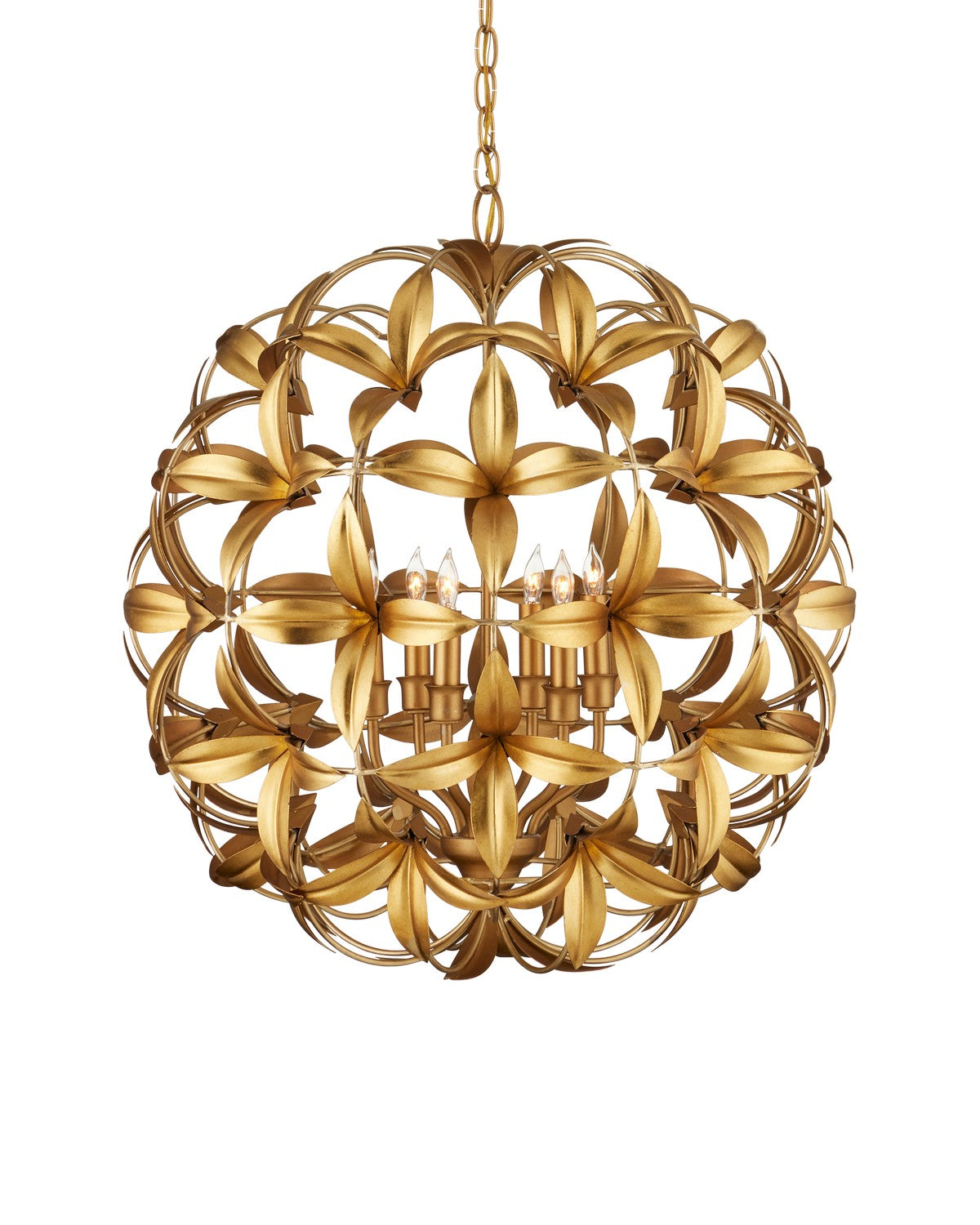 Currey and Company - 9000-1214 - Six Light Chandelier - Contemporary Gold Leaf/Contemporary Gold