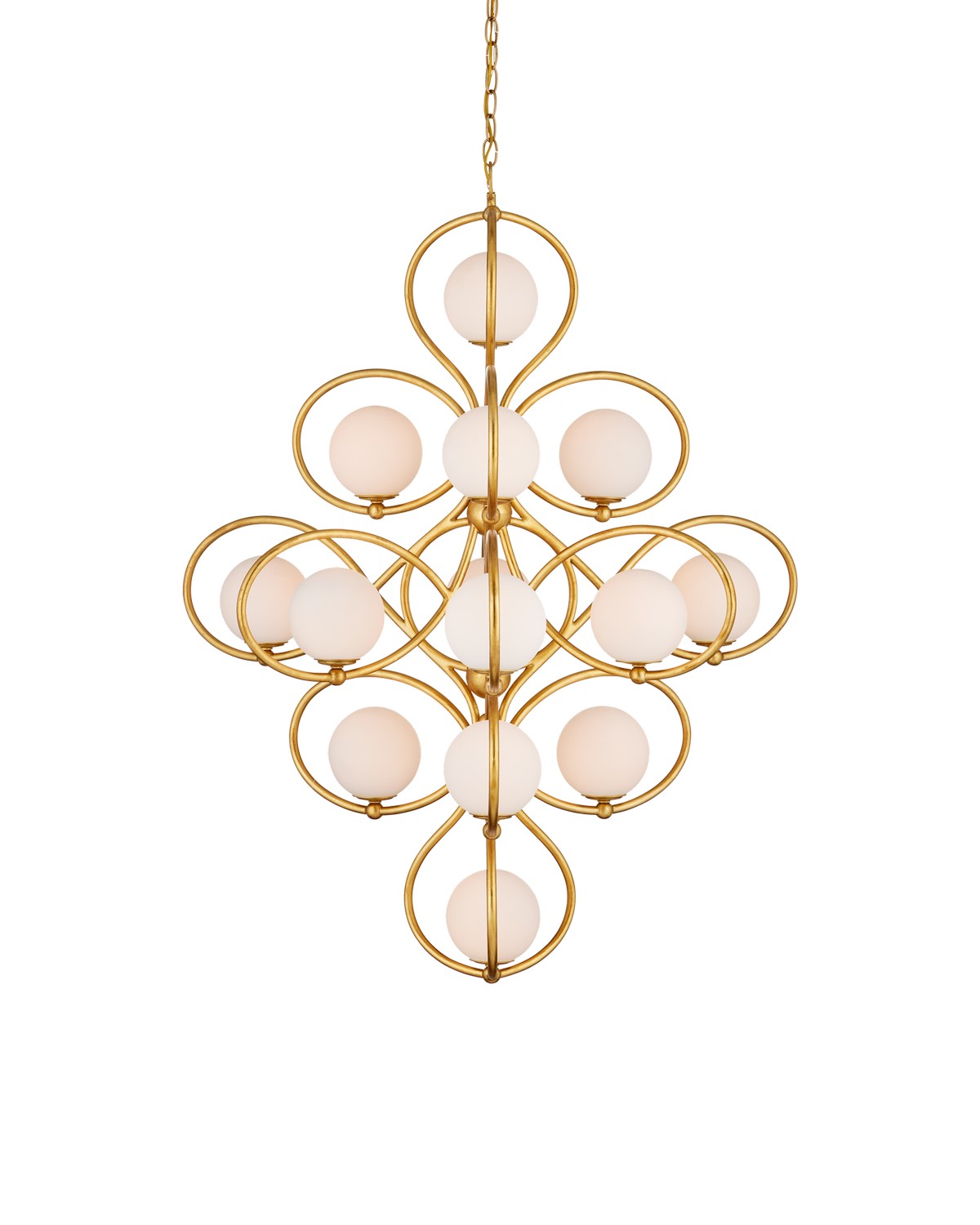 Currey and Company - 9000-1216 - 14 Light Chandelier - Contemporary Gold Leaf/Contemporary Gold/White