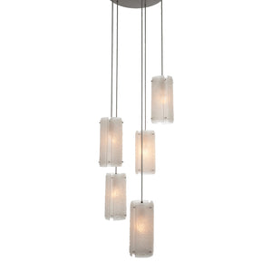 Hammerton Studio - CHB0044-03-NB-BG-C01-E2 - Three Light Pendant - Textured Glass - Novel Brass