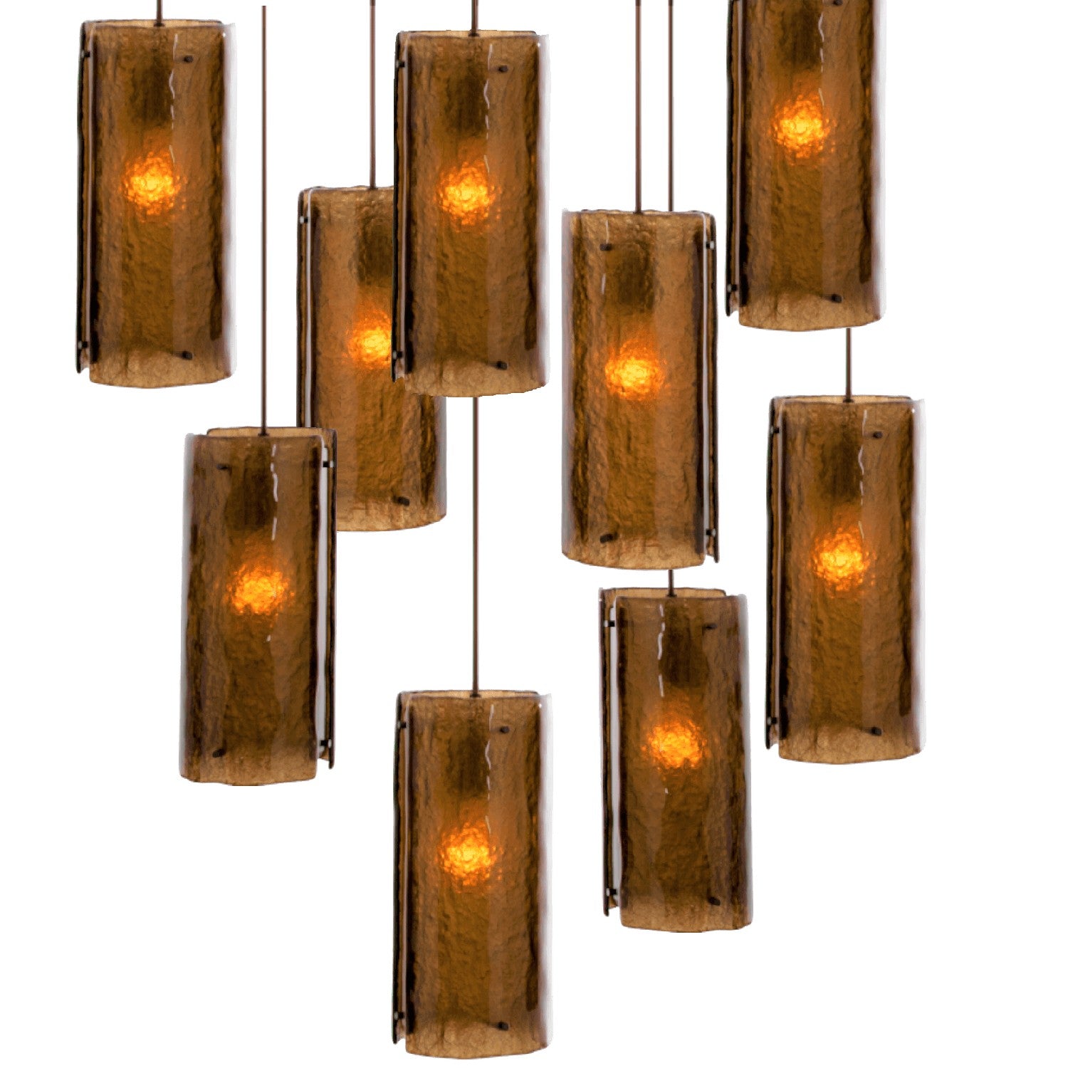 Hammerton Studio - CHB0044-09-BB-BG-C01-E2 - Nine Light Pendant - Textured Glass - Burnished Bronze