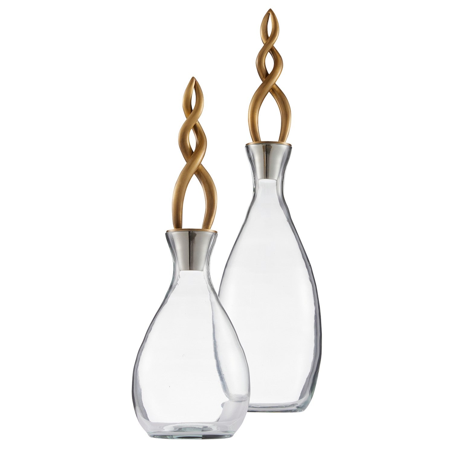 Arteriors - ARI12 - Decanters, Set of 2 - Elixir - Smoke/Vintage Brass