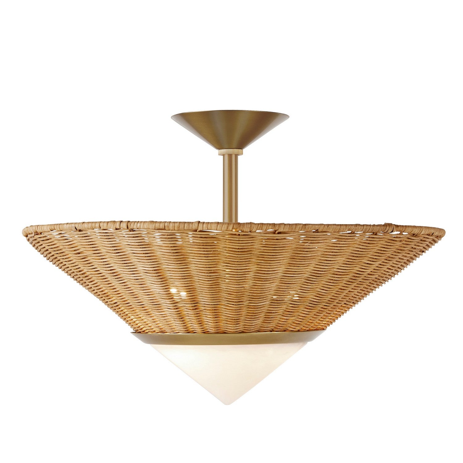 Arteriors - DFC13 - Three Light Flush Mount - Calista - Natural/White/Antique Brass