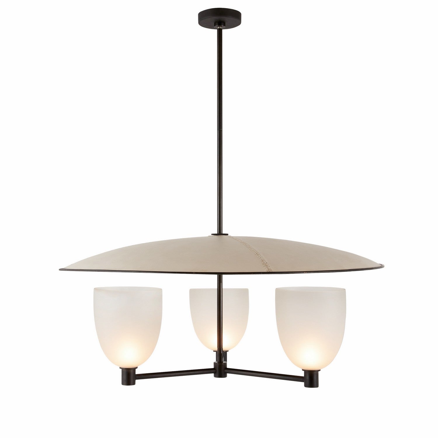 Arteriors - DMI12 - Three Light Chandelier - Eldridge - Natural Iron/Frosted/Taupe