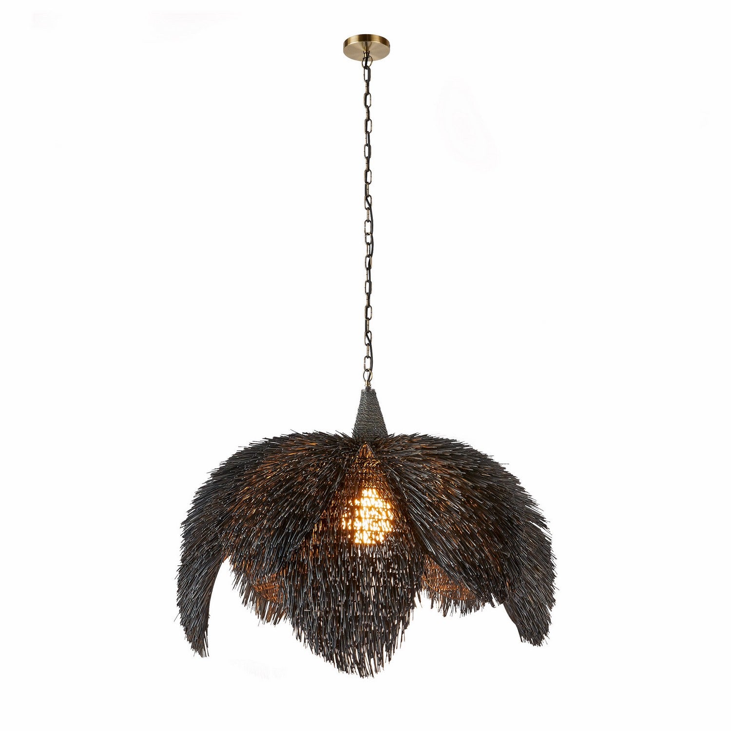 Arteriors - DMS17 - One Light Pendant - Ezra - Black Wash/Antique Brass