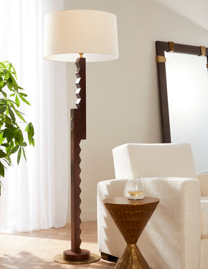 Arteriors - PFI12-769 - One Light Floor Lamp - Elvis - Dark Walnut/Antique Brass/Antique Brass/Ivory/White