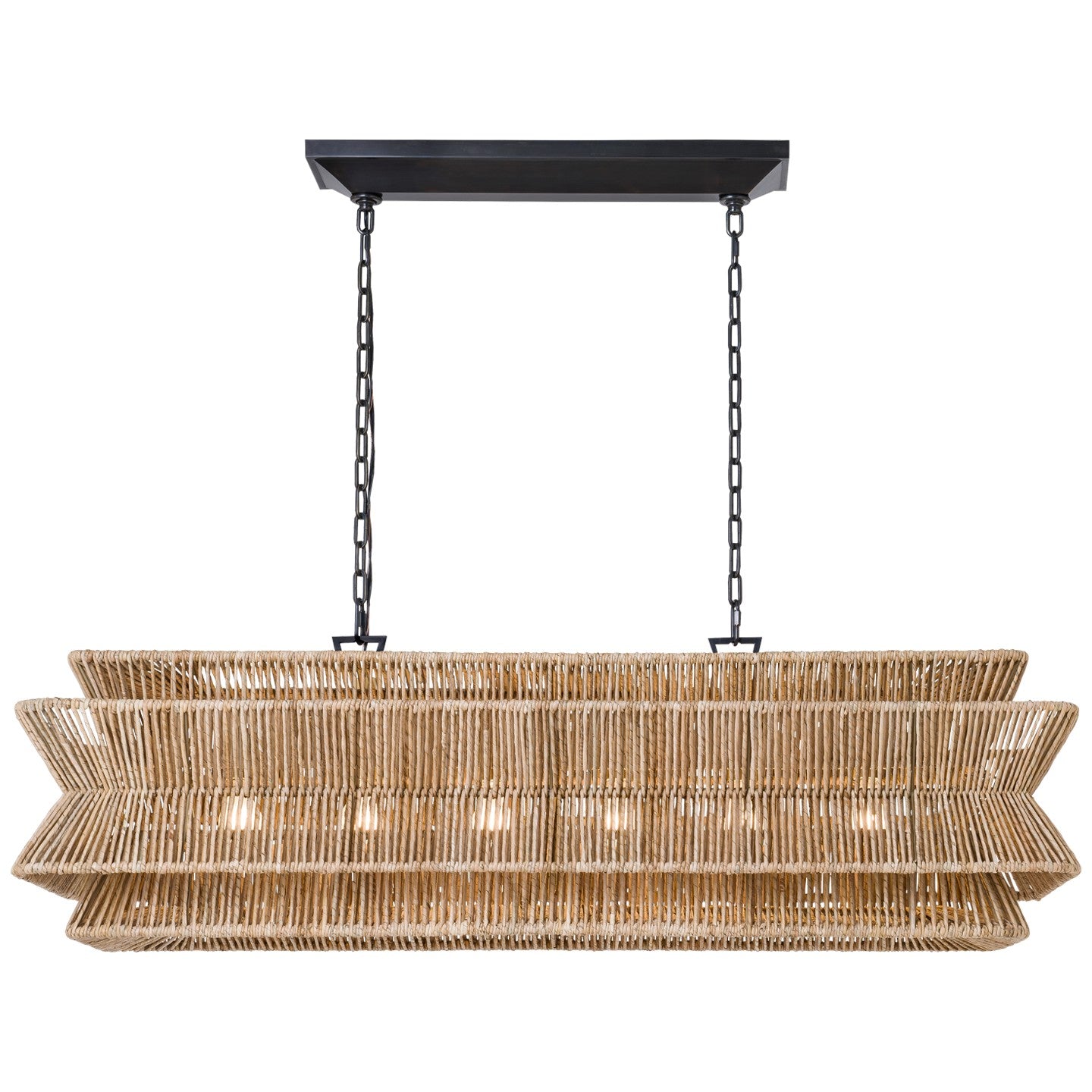 Visual Comfort Signature - CHC 5025BZ/NAB - LED Linear Pendant - Antigua - Bronze and Natural Abaca