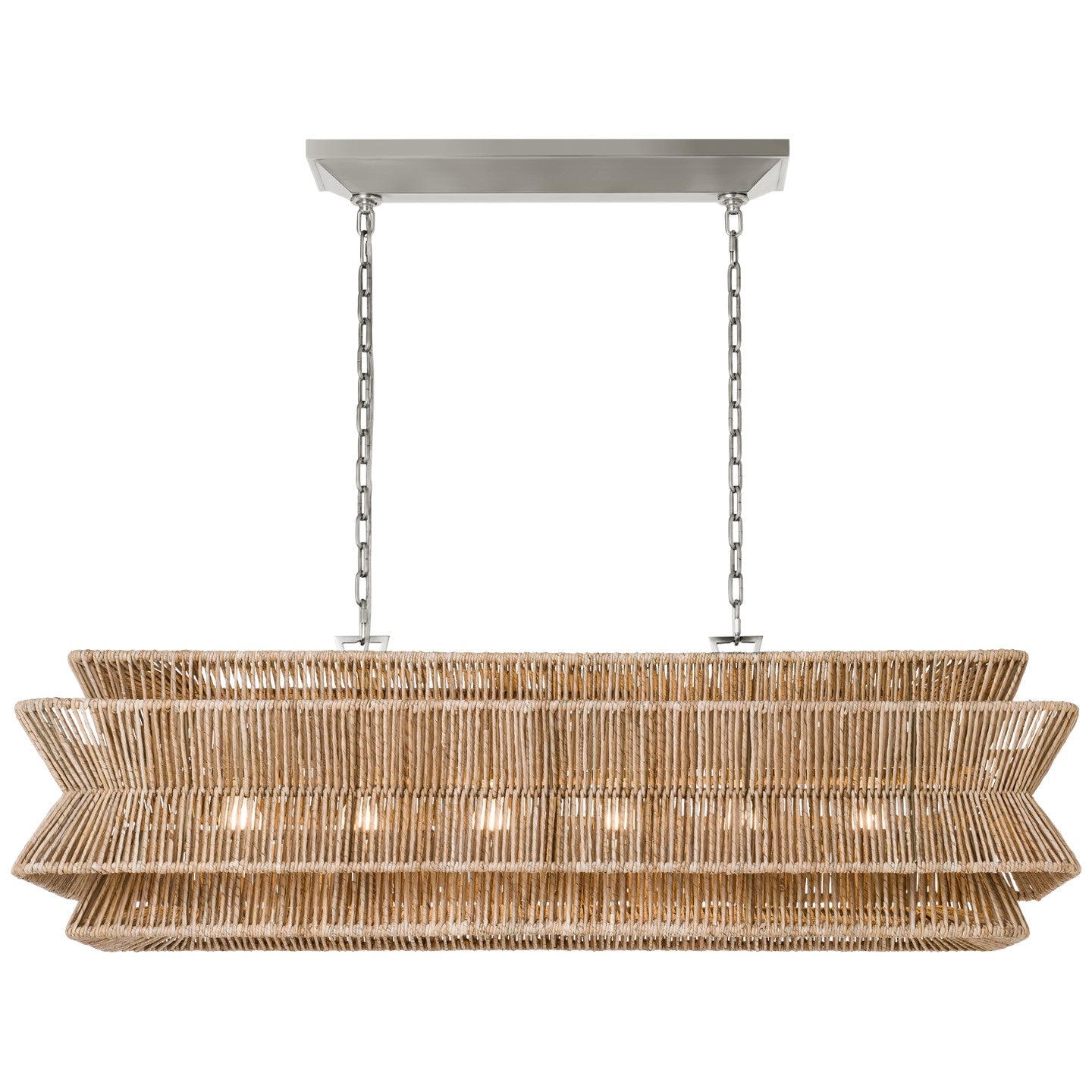 Visual Comfort Signature - CHC 5025PN/NAB - LED Linear Pendant - Antigua - Polished Nickel and Natural Abaca