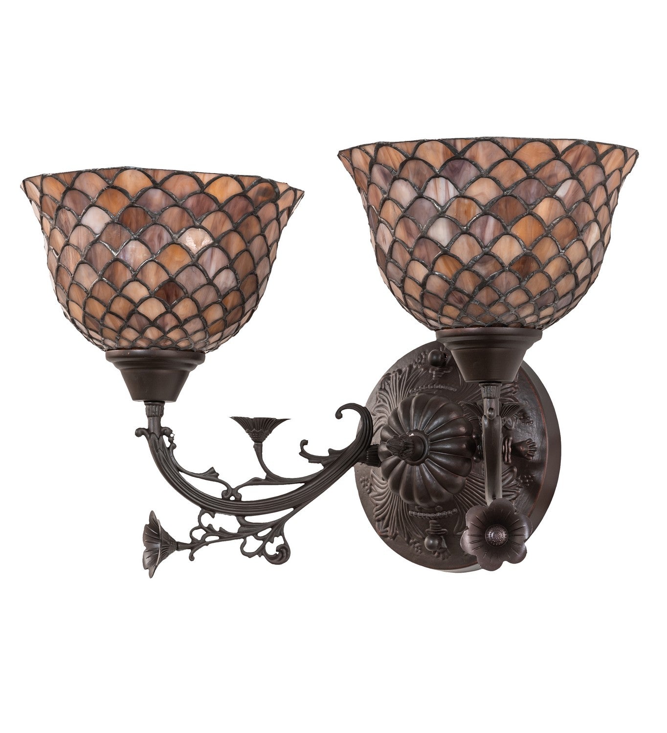 Meyda Tiffany - 67383 - Two Light Wall Sconce - Tiffany Fishscale - Antique