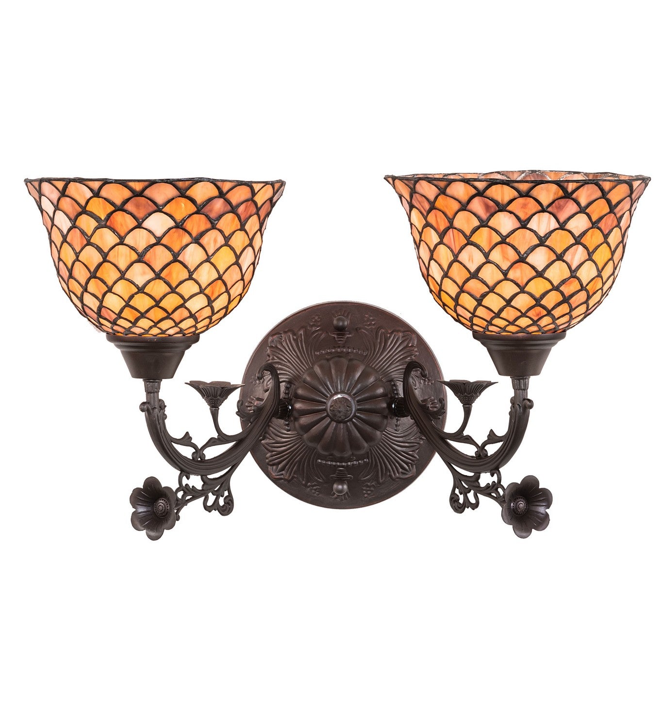 Meyda Tiffany - 67383 - Two Light Wall Sconce - Tiffany Fishscale - Antique