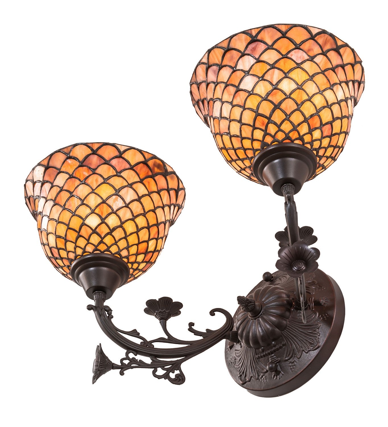 Meyda Tiffany - 67383 - Two Light Wall Sconce - Tiffany Fishscale - Antique