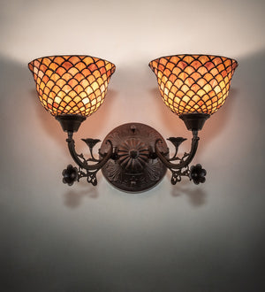 Meyda Tiffany - 67383 - Two Light Wall Sconce - Tiffany Fishscale - Antique