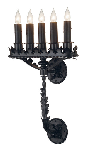 Meyda Tiffany - 70087 - Five Light Wall Sconce - Victorian Theatre - Black Metal