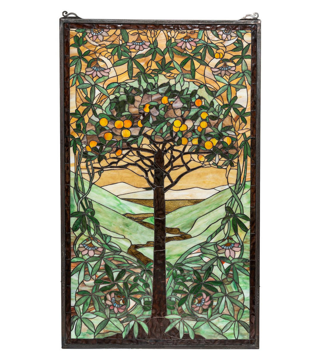 Meyda Tiffany - 74065 - Window - Tiffany Tree Of Life - Beige Avocado Orange Amber