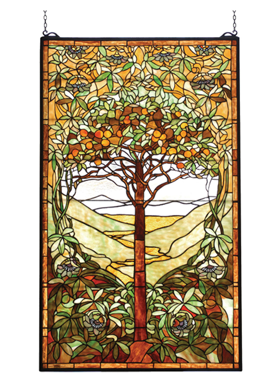 Meyda Tiffany - 74065 - Window - Tiffany Tree Of Life - Beige Avocado Orange Amber