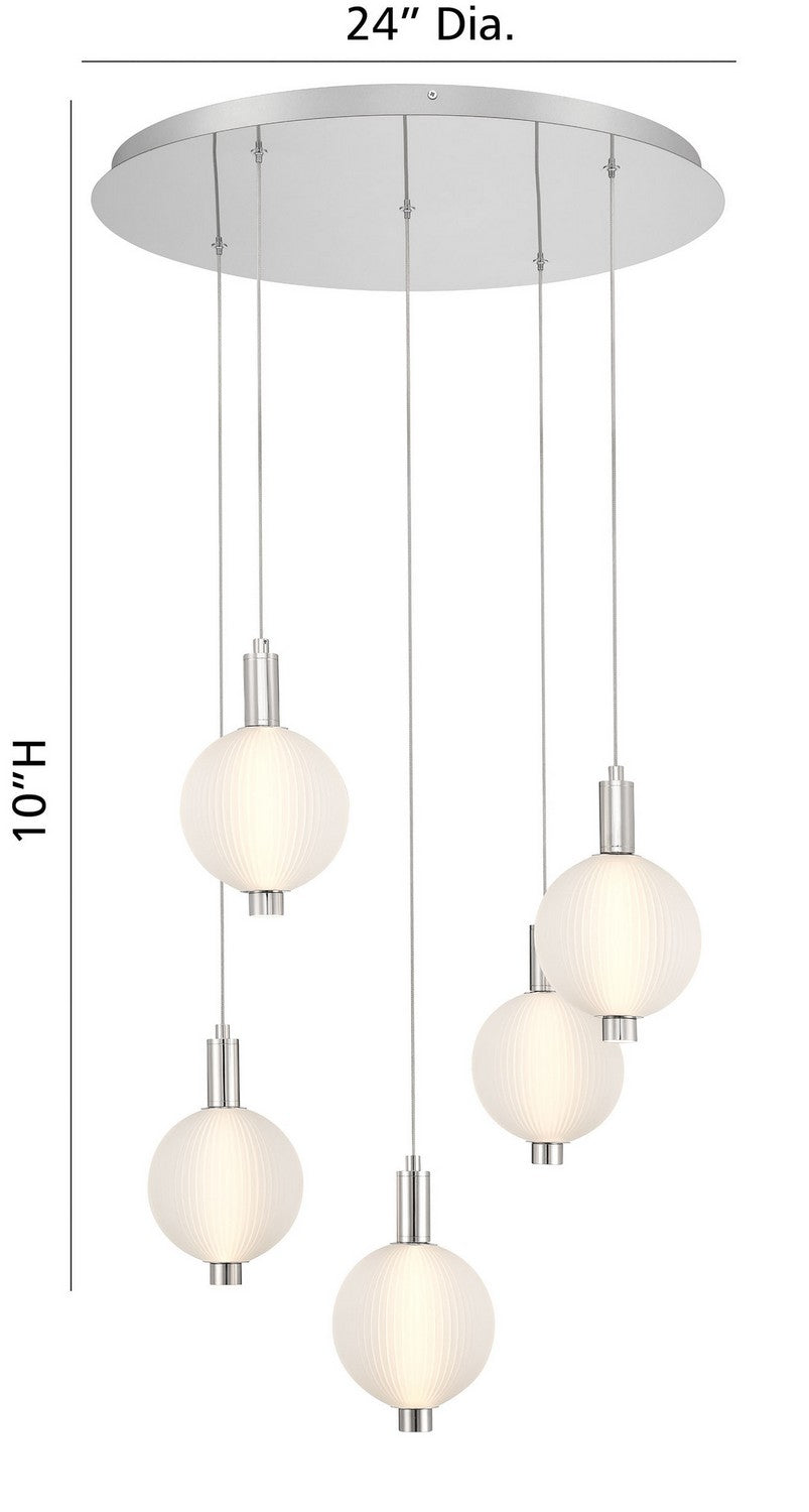 Eurofase - 47208-025 - PALMAS-CHD-5LT-24IN-PN-WH - PALMAS - Polished Nickel