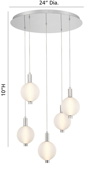 Eurofase - 47208-025 - PALMAS-CHD-5LT-24IN-PN-WH - PALMAS - Polished Nickel
