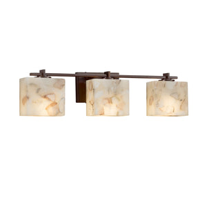 Justice Designs - ALR-8443-55-DBRZ - Three Light Bath Bar - Alabaster Rocks - Dark Bronze