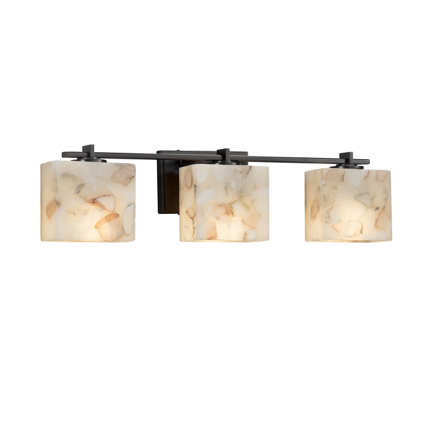 Justice Designs - ALR-8443-55-MBLK - Three Light Bath Bar - Alabaster Rocks - Matte Black