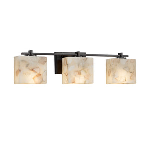 Justice Designs - ALR-8443-55-MBLK - Three Light Bath Bar - Alabaster Rocks - Matte Black