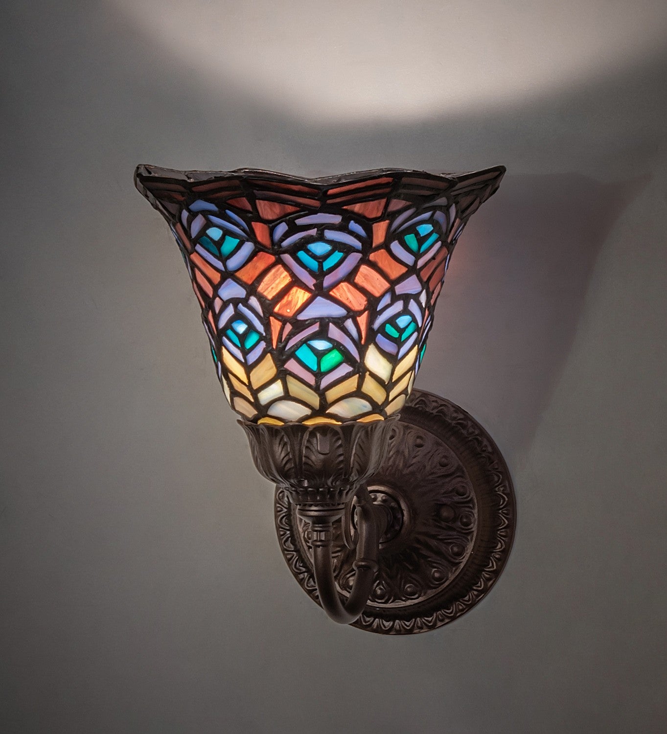 Meyda Tiffany - 245426 - One Light Wall Sconce - Tiffany Peacock Feather