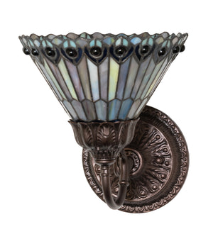 Meyda Tiffany - 245430 - One Light Wall Sconce - Tiffany Jeweled Peacock - Mahogany Bronze