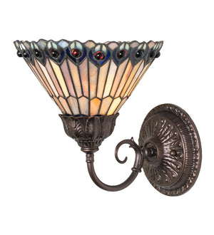 Meyda Tiffany - 245430 - One Light Wall Sconce - Tiffany Jeweled Peacock - Mahogany Bronze