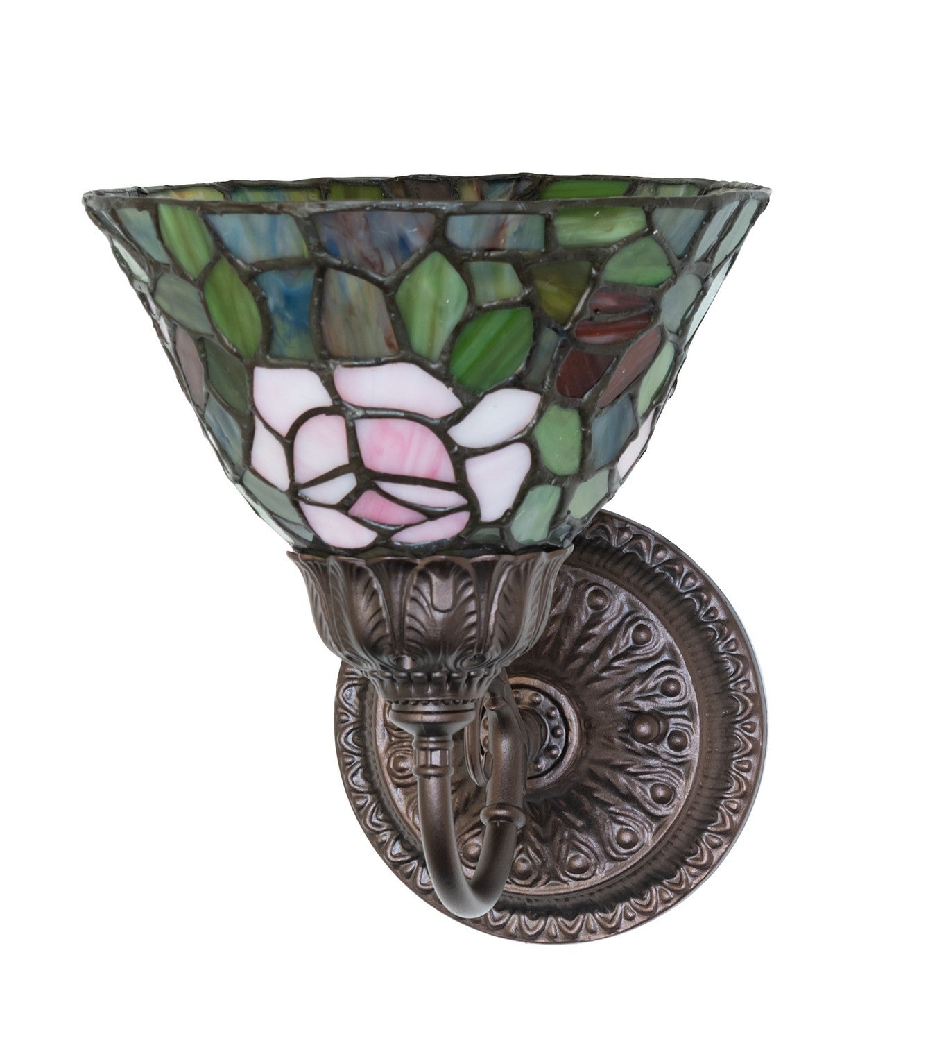 Meyda Tiffany - 245441 - One Light Wall Sconce - Tiffany Rosebush - Mahogany Bronze