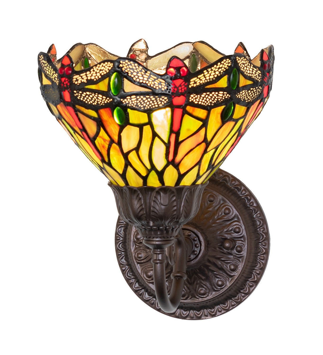 Meyda Tiffany - 275643 - One Light Wall Sconce - Tiffany Hanginghead Dragonfly - Mahogany Bronze