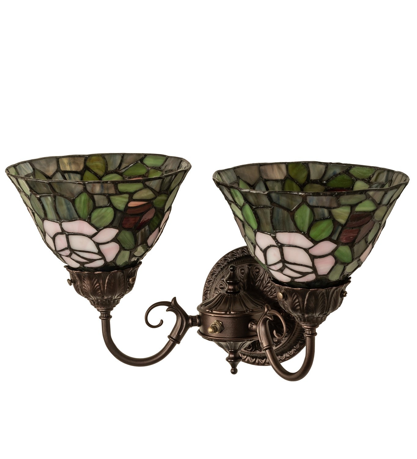 Meyda Tiffany - 31121 - Two Light Wall Sconce - Tiffany Rosebush - Mahogany Bronze