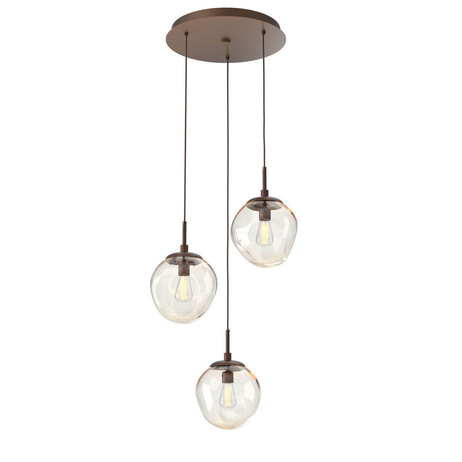 Hammerton Studio - CHB0062-03-BB-A-C01-E2 - Three Light Pendant - Aster - Burnished Bronze