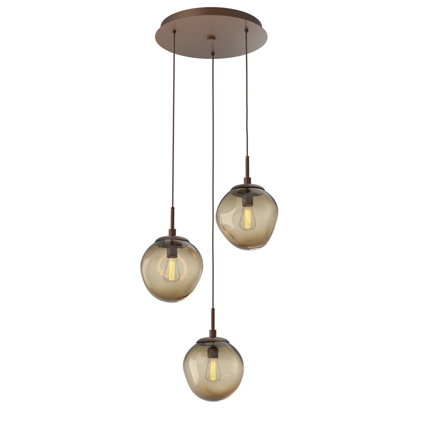 Hammerton Studio - CHB0062-03-BB-B-C01-E2 - Three Light Pendant - Aster - Burnished Bronze