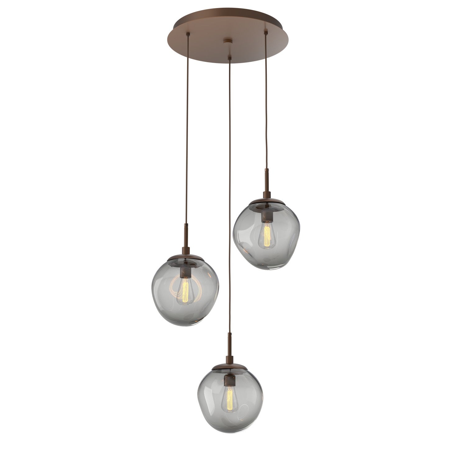 Hammerton Studio - CHB0062-03-BB-S-C01-E2 - Three Light Pendant - Aster - Burnished Bronze