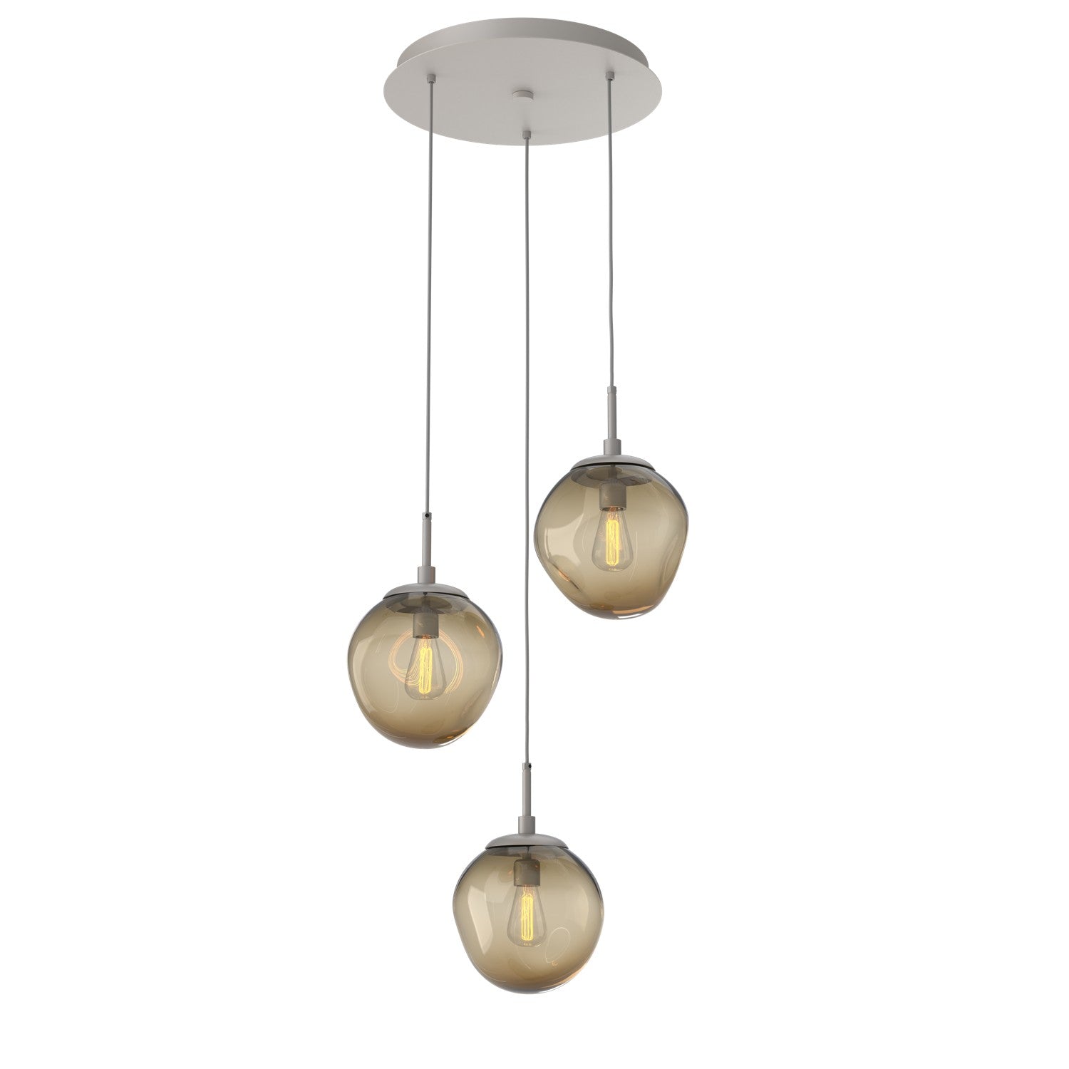 Hammerton Studio - CHB0062-03-BS-B-C01-E2 - Three Light Pendant - Aster - Beige Silver