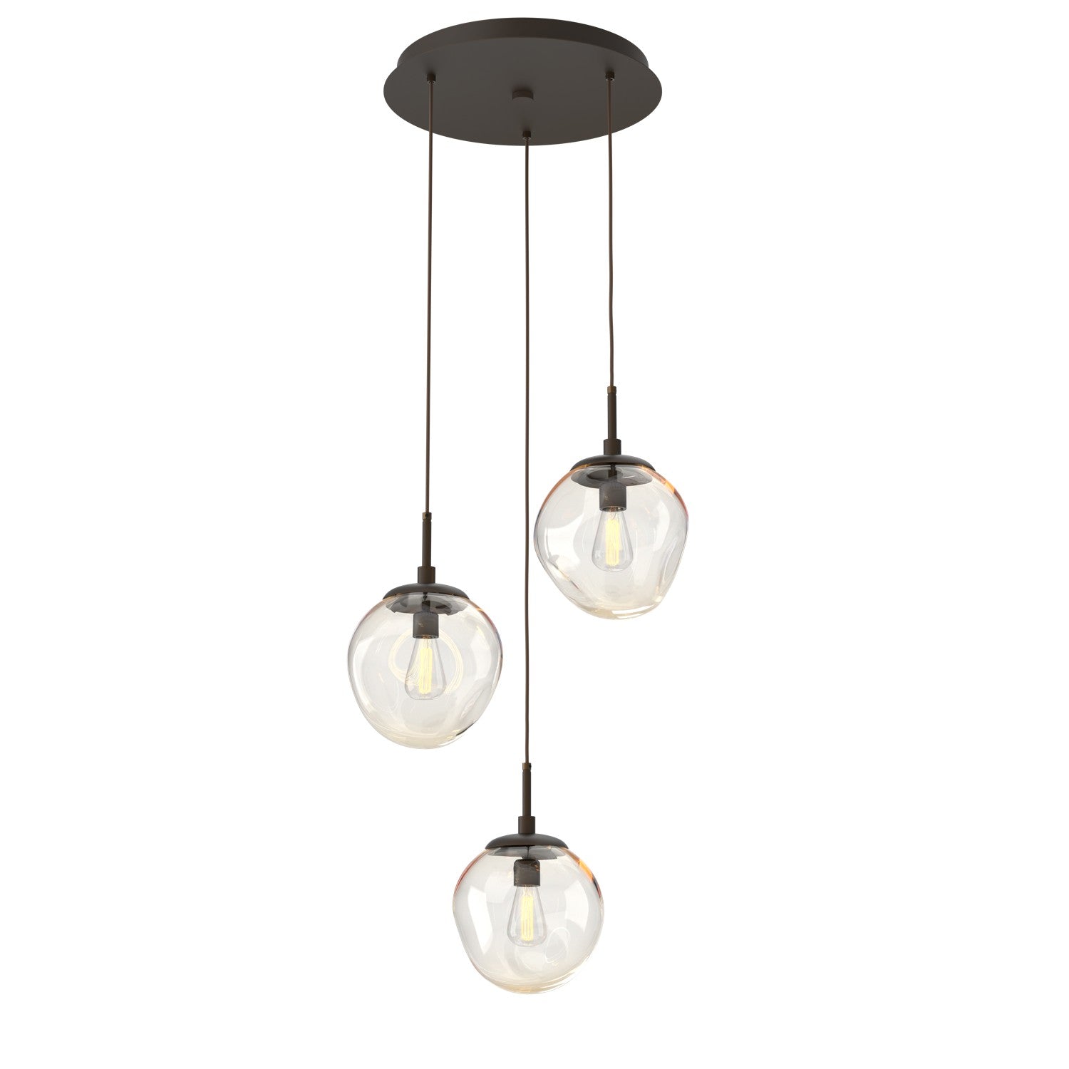 Hammerton Studio - CHB0062-03-FB-A-C01-E2 - Three Light Pendant - Aster - Flat Bronze